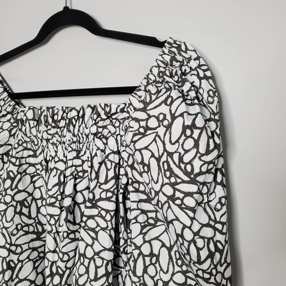OPEN EDIT • Gray Abstract Print Organic Cotton Babydoll Top Sz M - Picture 4 of 9